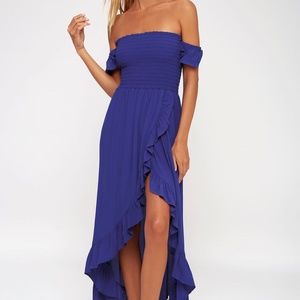 Royal Blue Off-the-Shoulder Dress